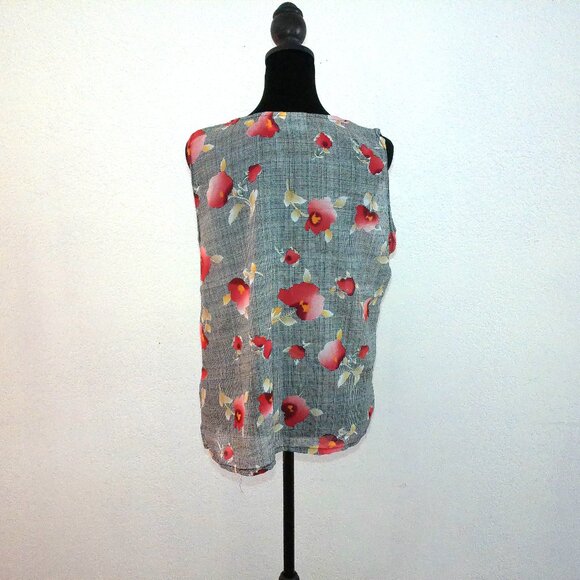 Beverly fine collection, black/red floral tank top, - Picture 4 of 6